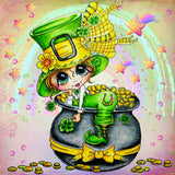 ~EXCLUSIVE~HAND RENDERED Canvas & HAND RENDERED~Blinged Out~ ENHANCEMENTS SPARKLE KIT & CANVAS~"Lucky Little Lill Rainbow" Diamond Art Painting By Sherri Baldy