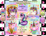 NEW~ FREE SHIPPING ~Premium DIY Mini "Adorable Sugar Plum Unicorns BESTIES" Set of 6 Paintings