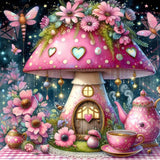 FREE SHIPPING~Shipped Direct~ EXCLUSIVE~ "Fairy Land Tea Time Mushroom House  By Sherri Baldy"