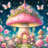 FREE SHIPPING~Shipped Direct~ EXCLUSIVE~ "MushroomVille Pink Cottage By Sherri Baldy