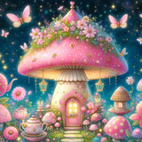 FREE SHIPPING~Shipped Direct~ EXCLUSIVE~ "MushroomVille Pink Cottage By Sherri Baldy