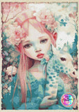 NEW BOX PACKING & NEW  SHIPPING!~Sweet Flower Dreams and Her Pet DAD 327 Diamond Art Painting