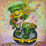 HAND RENDERED ~EXCLUSIVE~Blinged Out~ ENHANCEMENTS SPARKLE KIT & CANVAS~"Lucky Little Lill Rainbow" Diamond Art Painting By Sherri Baldy