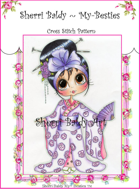 My Besties Sherri Baldy My-Besties Cherry Blossom Geisha Cross Stitch Download Pattern
