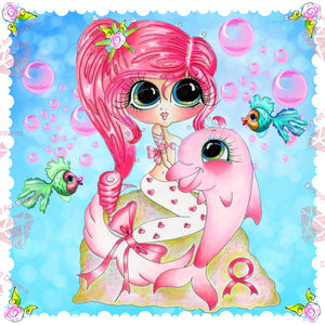 PRE-ORDER~Besties Of HOPE" ~DAD 455 Besties Of Hope Mermaid  ~ Diamond Painting By Sherri Baldy