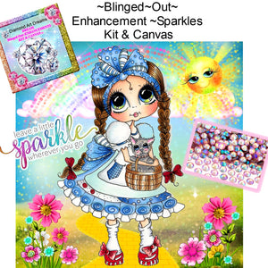 HAND RENDERED ENHANCED ~EXCLUSIVE~Blinged Out~ ENHANCEMENTS SPARKLE KIT & CANVAS~"Diamond Art Dreams Dorothy from OZ By Sherri Baldy"