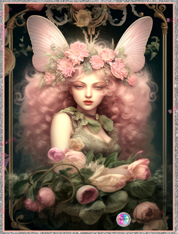 NEW BOX PACKING & NEW  SHIPPING!~Fairy Rose Garden DAD 370 Raven  Diamond Art Painting