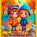 LAST CHANCE!~RETIRING! ~EXCLUSIVE!!!~  Adorable~ "Fall Friends DAD 428 " Diamond Painting By Tamara