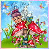 PRE-ORDER~NEW BOX SHIPPING~ Adorable~ "Fantasy Fairy Mushroom Besties DAD 357" Diamond Painting By Sherri Baldy