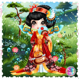 LAST CHANCE!~RETIRING! ~EXCLUSIVE!!!~ ~ Adorable~ "Geisha Spring Time In Bloom DAD 374  BY Sherri Baldy " Diamond Painting