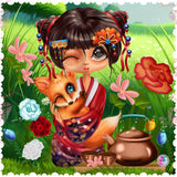 LAST CHANCE!~RETIRING! ~EXCLUSIVE!!!~  Adorable~ "Geisha And Her Fox DAD 375  BY Sherri Baldy " Diamond Paintinger