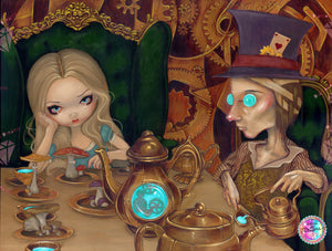 NEW SQUARE DRILLS!!! NEW  SHIPPING~NEW!~Jasmine Becket Griffith Alice And The Mad Hatter DAD 388SQ  Diamond Art Painting By Jasmine Becket Griffith