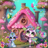 PRE-ORDER~NEW BOX SHIPPING~ Adorable~ "Land Of the Fablers Pink Forset Cottage 2 DAD 359" Diamond Painting By Sherri Baldy