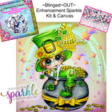 HAND RENDERED ~EXCLUSIVE~Blinged Out~ ENHANCEMENTS SPARKLE KIT & CANVAS~"Lucky Little Lill Rainbow" Diamond Art Painting By Sherri Baldy