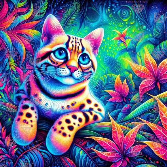 FREE SHIPPING!~Factory Direct~EXCLUSIVE~ NEW YOU PICK CANVAS SIZE~ Rainbow Forest Cat By Sherri Baldy