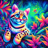 FREE SHIPPING!~Factory Direct~EXCLUSIVE~ NEW YOU PICK CANVAS SIZE~ Rainbow Forest Cat By Sherri Baldy