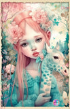 NEW BOX PACKING & NEW  SHIPPING!~Sweet Flower Dreams and Her Pet DAD 327 Diamond Art Painting