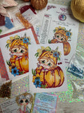 NEW~CARD KIT~DIY~ Made In The USA ~FREE STYLE Creative- WIP UPS Specialty Canvas Kit ~ "Sweet Pumpink Girl" By Sherri Baldy" DIY Partial Diamonds PRINT KIT