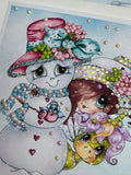 NEW~CARD KIT~DIY~ Made In The USA ~FREE STYLE Creative- WIP UPS Specialty Canvas Kit ~ "Pinky Unicorn  & The Snowman" By Sherri Baldy" DIY Partial Diamonds PRINT KIT