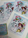 NEW~CARD KIT~DIY~ Made In The USA ~FREE STYLE Creative- WIP UPS Specialty Canvas Kit ~ "Pinky Unicorn  & The Snowman" By Sherri Baldy" DIY Partial Diamonds PRINT KIT