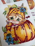 NEW~CARD KIT~DIY~ Made In The USA ~FREE STYLE Creative- WIP UPS Specialty Canvas Kit ~ "Sweet Pumpink Girl" By Sherri Baldy" DIY Partial Diamonds PRINT KIT