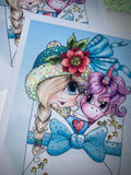 NEW~CARD KIT~DIY~ Made In The USA ~FREE STYLE Creative- WIP UPS Specialty Canvas Kit ~ "Pinky Unicorn  Winter Mail" By Sherri Baldy" DIY Partial Diamonds PRINT KIT