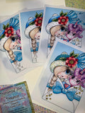 NEW~CARD KIT~DIY~ Made In The USA ~FREE STYLE Creative- WIP UPS Specialty Canvas Kit ~ "Pinky Unicorn  Winter Mail" By Sherri Baldy" DIY Partial Diamonds PRINT KIT