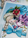 NEW~CARD KIT~DIY~ Made In The USA ~FREE STYLE Creative- WIP UPS Specialty Canvas Kit ~ "Pinky Unicorn  Winter Mail" By Sherri Baldy" DIY Partial Diamonds PRINT KIT