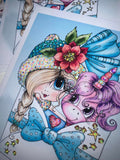 NEW~CARD KIT~DIY~ Made In The USA ~FREE STYLE Creative- WIP UPS Specialty Canvas Kit ~ "Pinky Unicorn  Winter Mail" By Sherri Baldy" DIY Partial Diamonds PRINT KIT