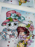 NEW~CARD KIT~DIY~ Made In The USA ~FREE STYLE Creative- WIP UPS Specialty Canvas Kit ~ "Pinky Unicorn  & The Snowman" By Sherri Baldy" DIY Partial Diamonds PRINT KIT