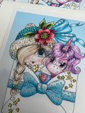NEW~CARD KIT~DIY~ Made In The USA ~FREE STYLE Creative- WIP UPS Specialty Canvas Kit ~ "Pinky Unicorn  Winter Mail" By Sherri Baldy" DIY Partial Diamonds PRINT KIT
