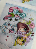 NEW~CARD KIT~DIY~ Made In The USA ~FREE STYLE Creative- WIP UPS Specialty Canvas Kit ~ "Pinky Unicorn  & The Snowman" By Sherri Baldy" DIY Partial Diamonds PRINT KIT