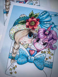 NEW~CARD KIT~DIY~ Made In The USA ~FREE STYLE Creative- WIP UPS Specialty Canvas Kit ~ "Pinky Unicorn  Winter Mail" By Sherri Baldy" DIY Partial Diamonds PRINT KIT