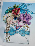 NEW~CARD KIT~DIY~ Made In The USA ~FREE STYLE Creative- WIP UPS Specialty Canvas Kit ~ "Pinky Unicorn  Winter Mail" By Sherri Baldy" DIY Partial Diamonds PRINT KIT