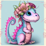 LAST CHANCE!~RETIRING! ~EXCLUSIVE!!!~BEAUTIFUL NEW~ "Adorable Flower Dino 2 DAD 271 " Diamond Painting