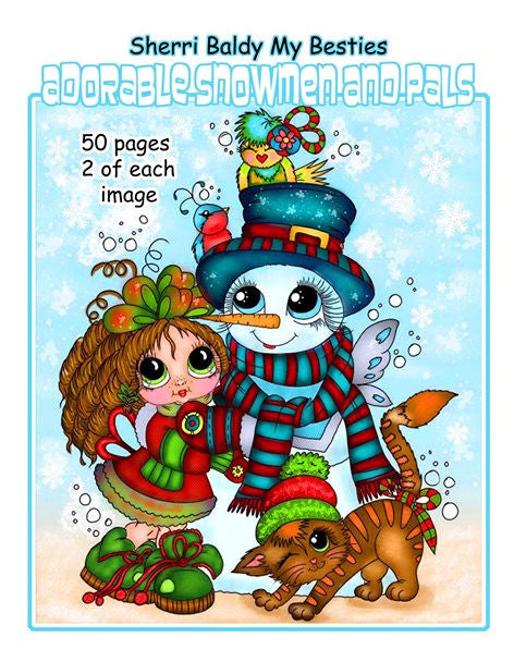 My Besties Sherri Baldy ~Adorable Snowmen and Pals Coloring Book  Digital Download!