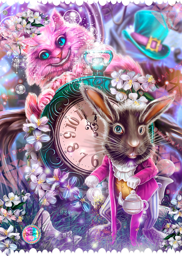 NEW SHIPPING~EXCLUSIVE~ Alice N Wonderland The Cat N The Rabbit! DAD#133 Diamond Art Painting
