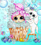 Adorable~ "Besties Puppy Bubble Bath" ~ DAD#195 Diamond Painting By Sherri Baldy