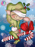 PRE-ORDER~NEW SHIPPING!~Candy Cane Elf Bestie Diamond Art Painting By Sherri Baldy DAD#138