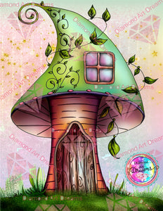 Bestie "Mushroom House " DAD# 101 Diamond Art Painting By Sherri Baldy
