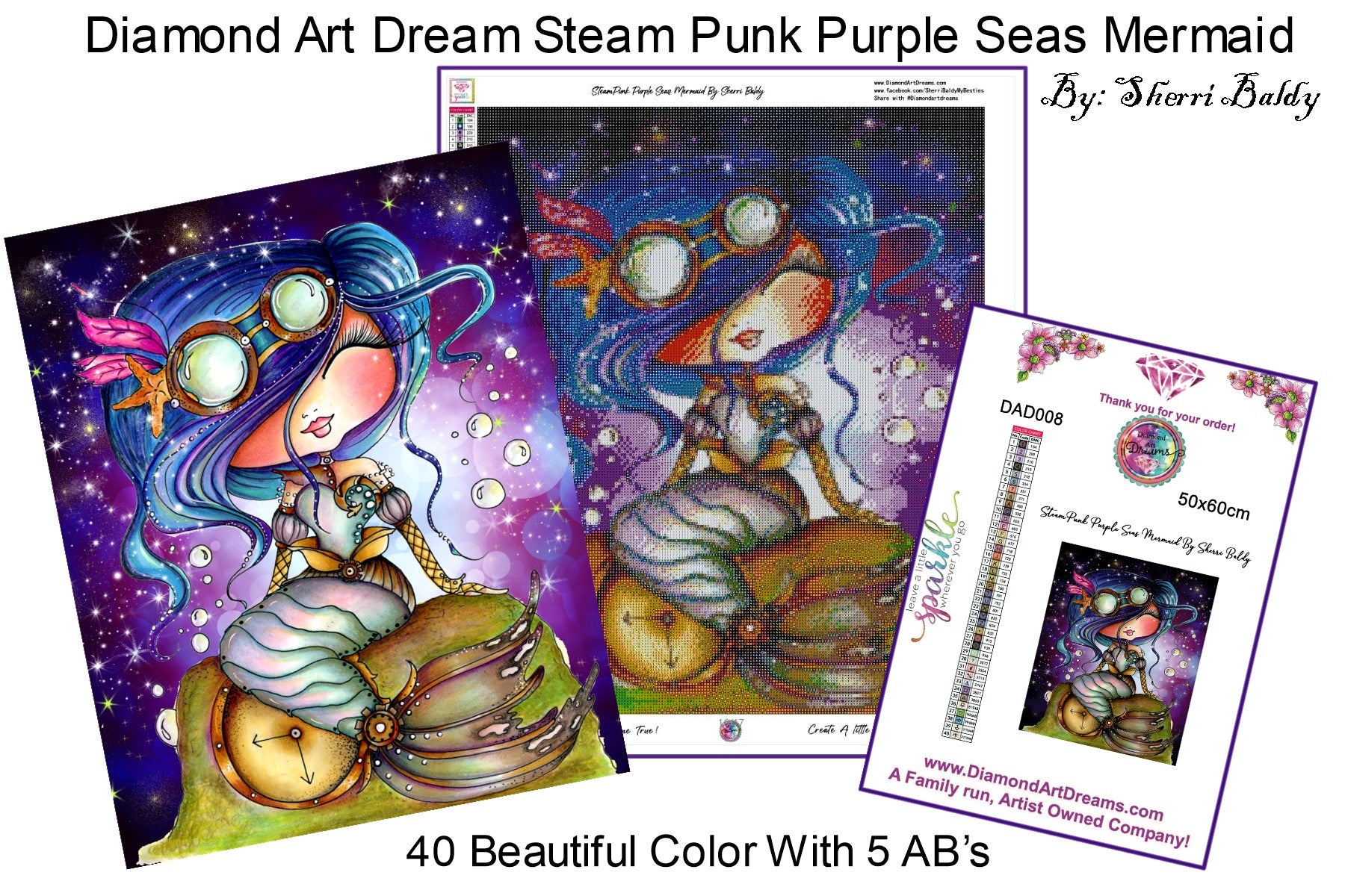 PRE-ORDER~NEW SQUARE DRILLS!!!~SteamPunk Purple Seas Mermaid