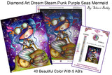 PRE-ORDER~NEW SQUARE DRILLS!!!~SteamPunk Purple Seas Mermaid Bestie DAD#08SQ  Diamond Art Painting By Sherri Baldy