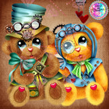 NEW SHIPPING~Steampunk Teddy Bears Bestie DAD#163 By Sherri Baldy  Diamond Art Painting By Sherri Baldy