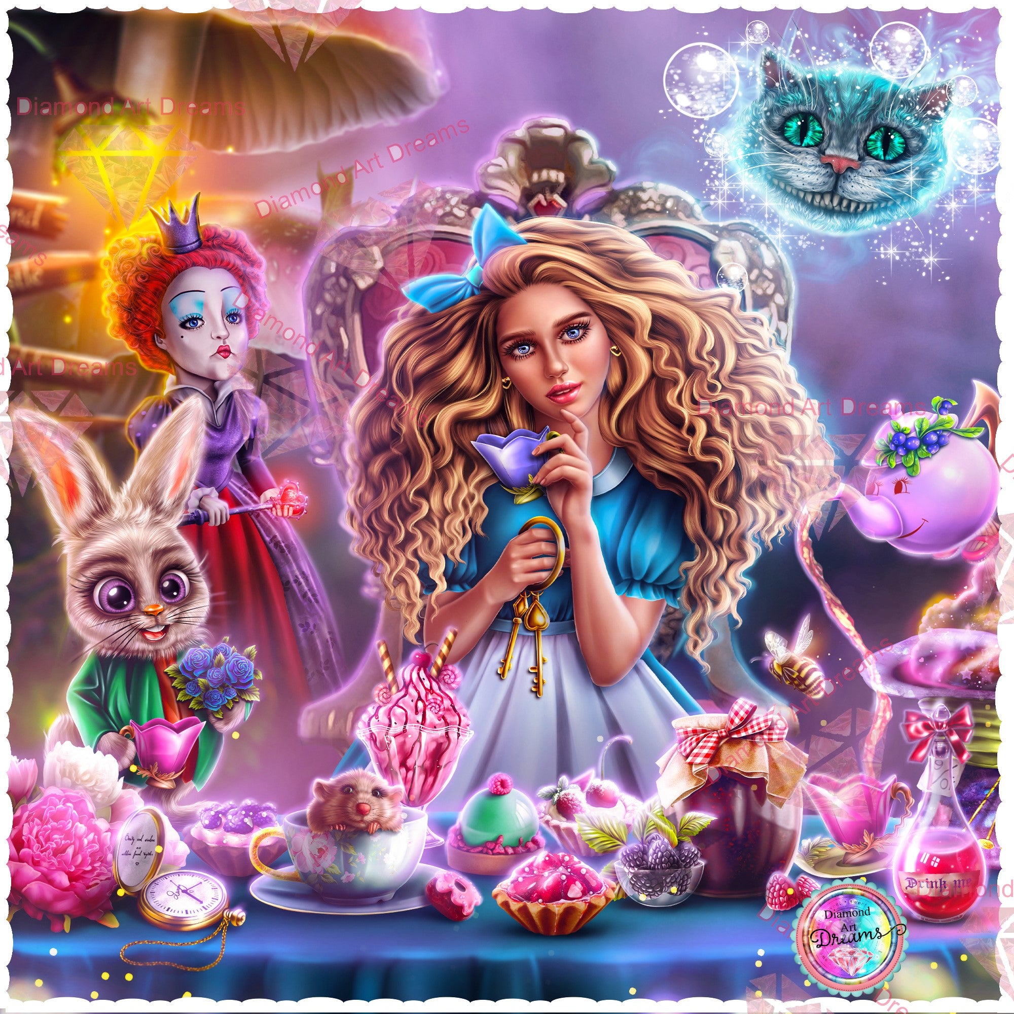 5D Diamond Painting Kit Alice in Wonderland Cat Art Diamond