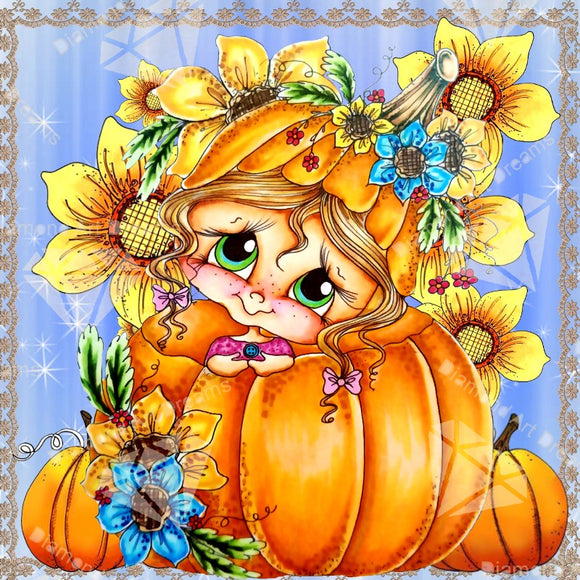 NEW FASTER Shipping!~Fall Pumpkin Hide N Seek Bestie DAD# 76 Diamond Art Painting By Sherri Baldy