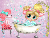 PRE-ORDER~ Adorable~ "Fifi Pink Poodle Bubble Bath" Bestie ~ DAD#65 Diamond Painting By Sherri Baldy
