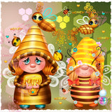Hand Signed By The Artist~ LIMITED ~EXCLUSIVE!!!~ DAD#126 Honey Bee Besties Gnomes ~ Bestie Diamond Art Painting By Sherri Baldy
