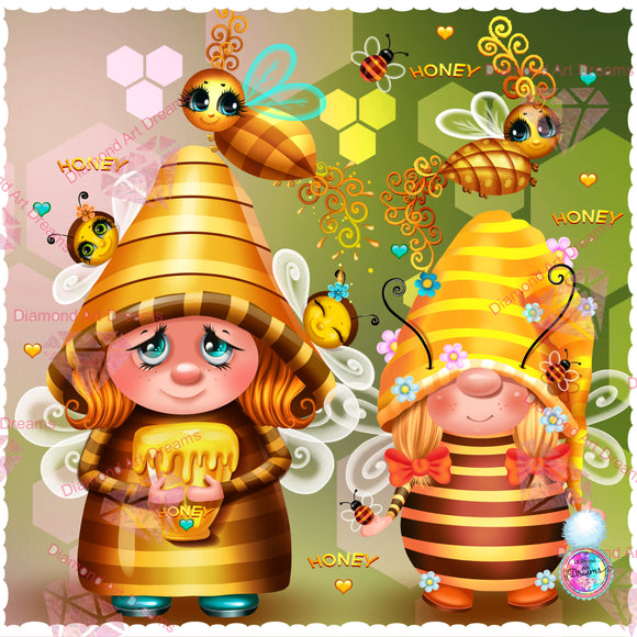 LIMITED ~EXCLUSIVE!!!~ DAD#126 Honey Bee Besties Gnomes ~ Bestie Diamond Art Painting By Sherri Baldy