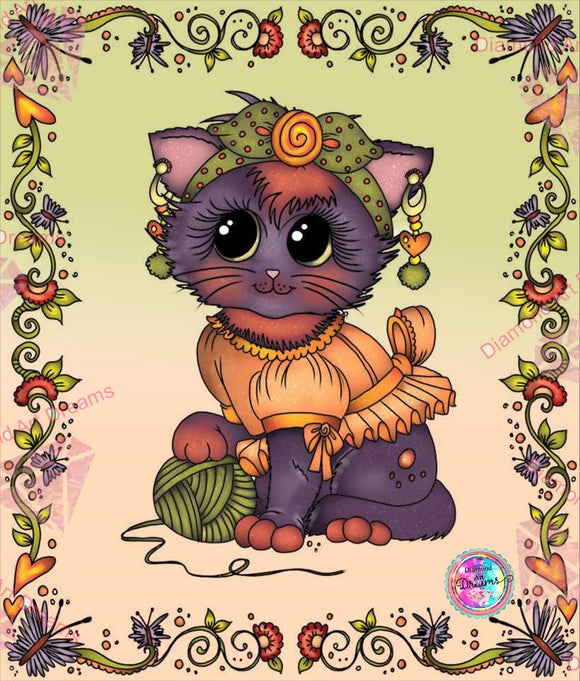 NEW SHIPPING~Miss Sassy MidNight Kitty DAD150 Bestie Diamond Art Painting By Sherri Baldy