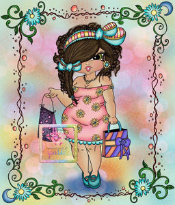 ONLY A FEW LEFT IN STOCK!!! ~ Shopping Fluffy Bestie DAD# 57  Diamond Art Painting By Sherri Baldy